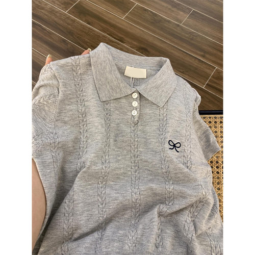 New Korean Slim Polo shirt Knitted T-shirt Sweet Womens Tops
