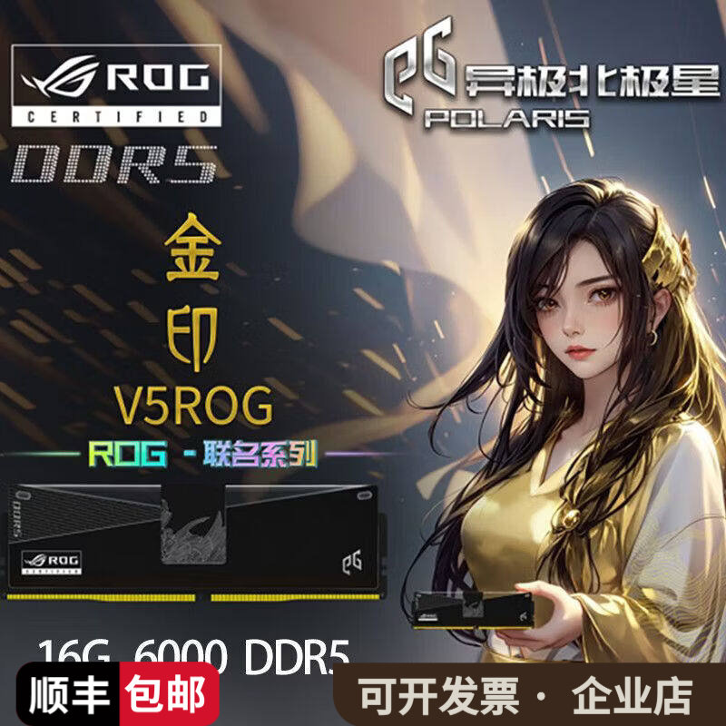 异极北极星V5华硕ROG联名16G DDR5 6000马甲条台式电脑主机内存条