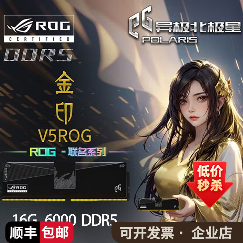 异极北极星V5华硕ROG联名16G DDR5 6000马甲条台式电脑主机内存条