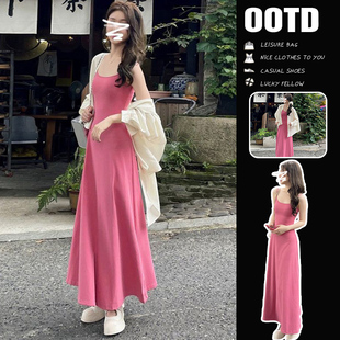 早春季衬衫吊带连衣裙子女夏天长裙开春穿搭配一整套装2025初春装