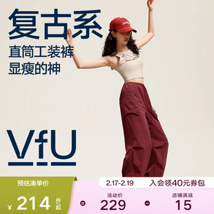 VfU工装裤休闲运动长裤子女春夏季新款宽松直筒裤户外登山徒步