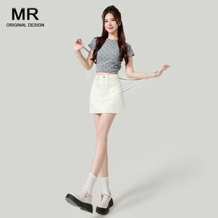 高腰牛仔短裙女2025年春夏薄款百搭显瘦小个子包臀a字白色半身裙