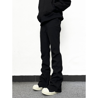 黑色马吉拉微喇西裤男高级cleanfit美式高街喇叭休闲裤子男款秋季