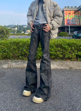 fkcc Ro风格drkshdw美式微喇刷蜡牛仔裤男女美式高街vibe喇叭裤子
