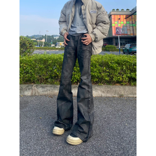 fkcc Ro风格drkshdw美式微喇刷蜡牛仔裤男女美式高街vibe喇叭裤子