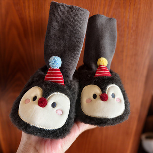 学步地板袜鞋 12个月冬季 加厚小月龄宝宝棉鞋 套 棉拖鞋 可爱婴儿鞋