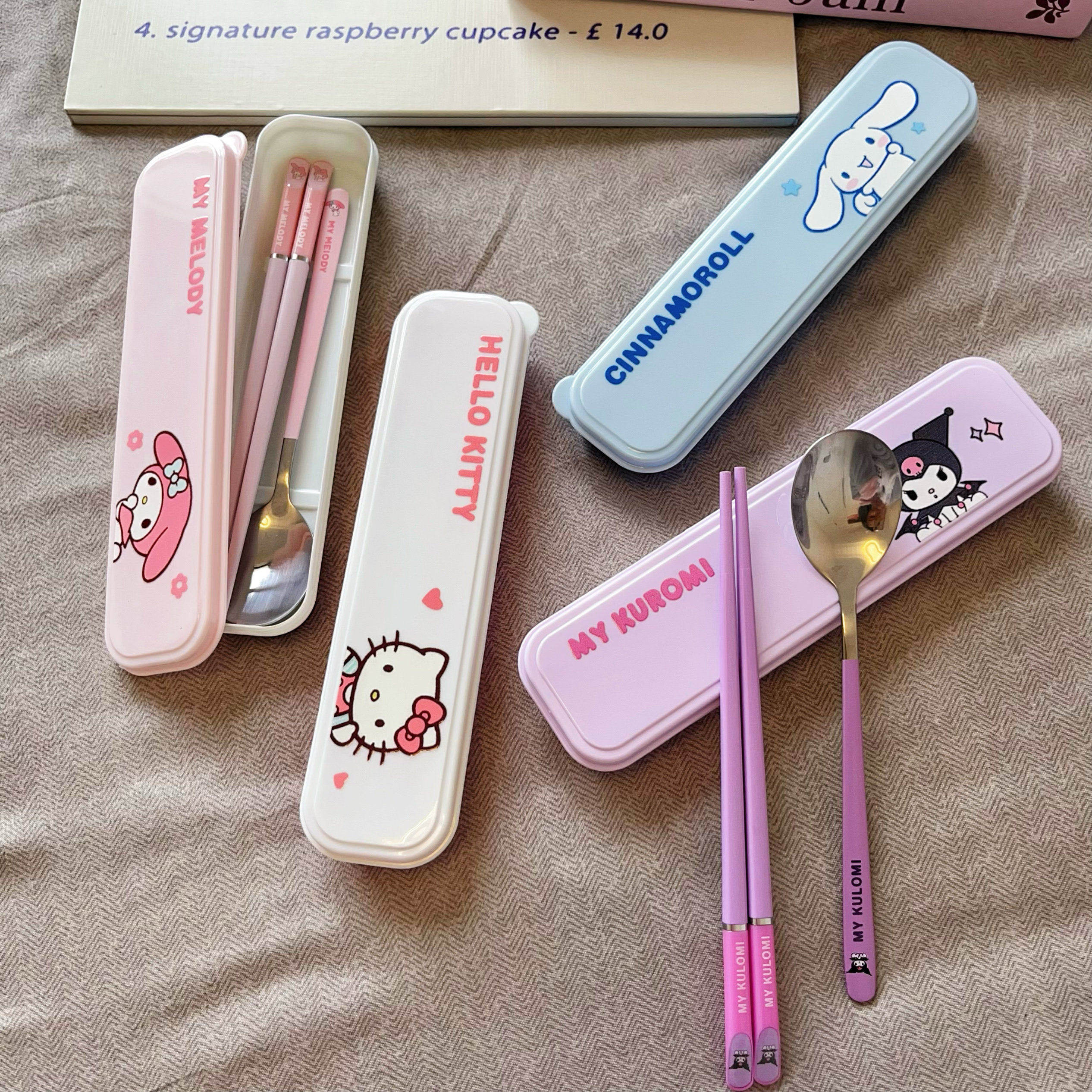 可爱食品级不锈钢吃饭餐具套装幼儿园小学生吃饭筷子勺叉三件套盒