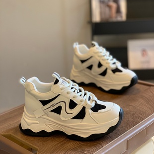 拼接轻便厚底休闲鞋 百搭舒适时尚 女2025新款 内增高显腿长老爹鞋