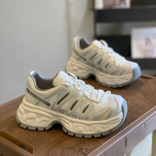 系带显脚小休闲鞋 老爹鞋 炸街拼接厚底增高韩版 百搭时尚 女2025新款