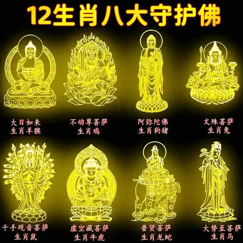 十二生肖本命佛守护神金属贴手机贴观音普贤文殊菩萨招财护身符