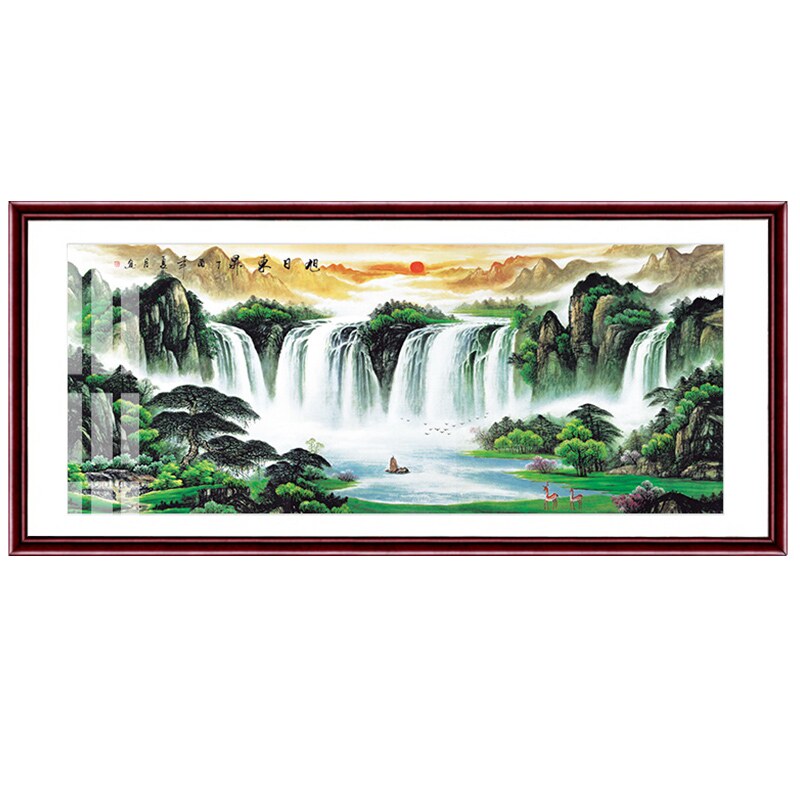 网红旭日东升国画背景办公室客厅靠山招财风水挂画字画装饰山水画