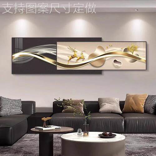 代轻奢客厅沙发背景墙饰画极简现高级装感大幅横幅画高端叠挂加画