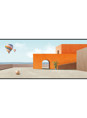 现代简约大幅橙色抽象建筑装饰画 沙发背景墙可定制