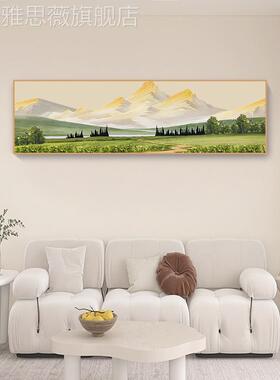 网红日照发金横幅山客厅饰画水风景挂画奶油风山卧室沙背景墙装画