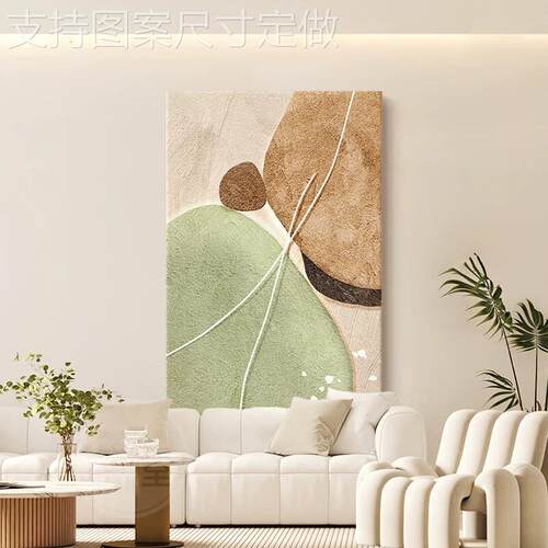 奶风客沙背景油墙挂画石来运转厅玄关装饰画抽象简约肌理感发壁画