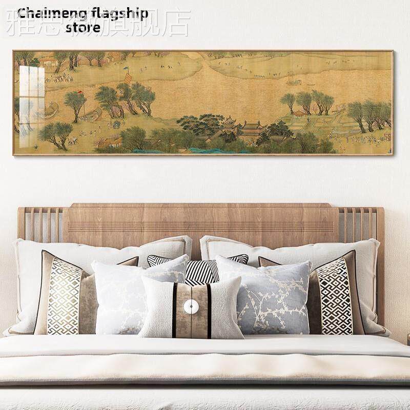 网红定做明公上河图图全景客厅装饰国清画新中办室书房山水背景式