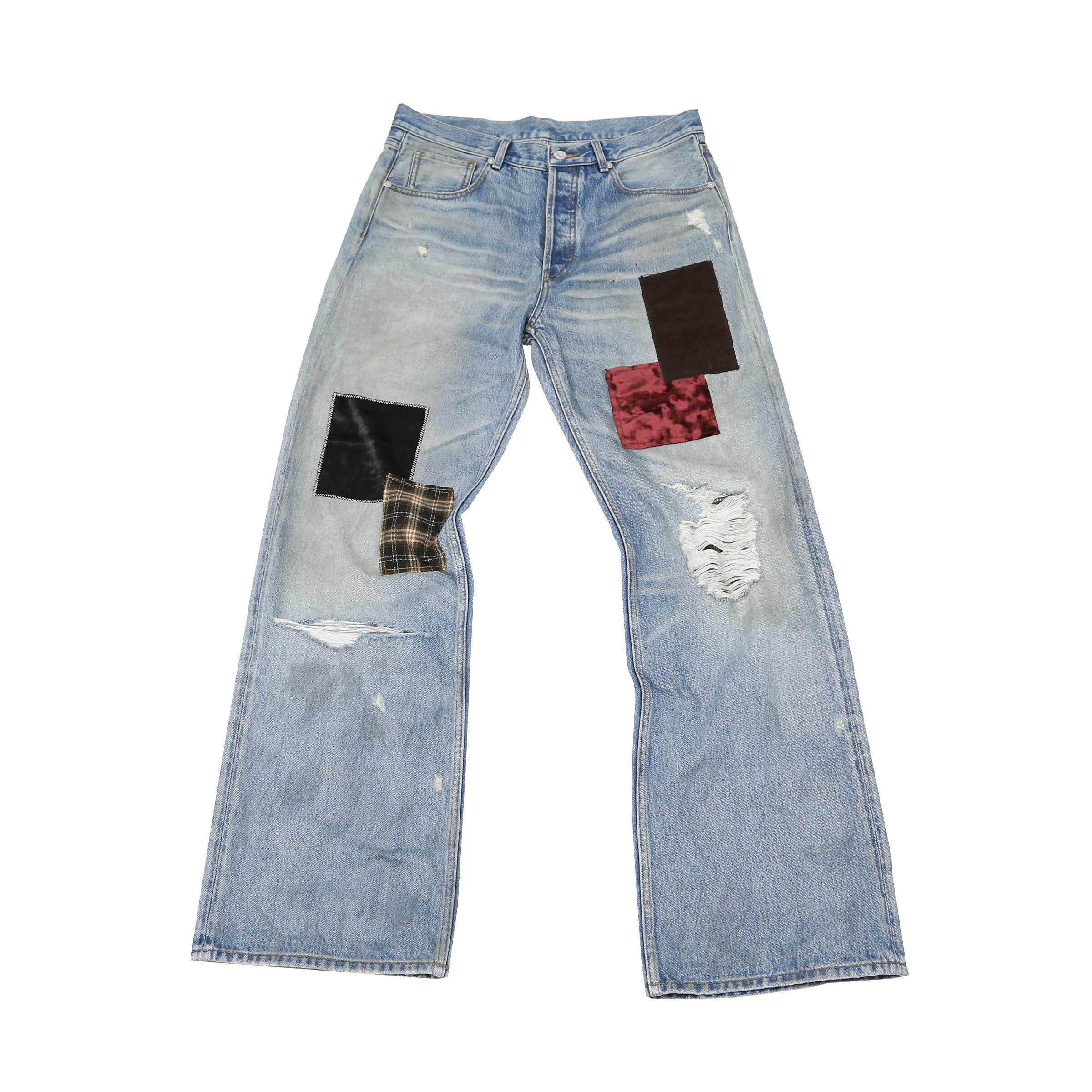 SODCo.丝绒补丁牛仔裤