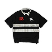 SOD 黑色做旧水洗刺绣拼接撞色短宽廓形短袖 Co. 橄榄球Polo