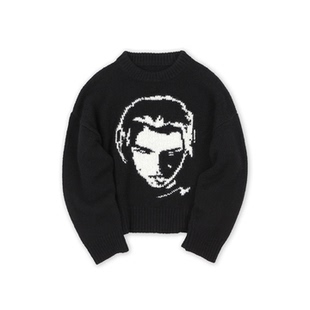 Co. 嵌花大廓形圆领针织衫 马海毛毛衣 黑色 菲尼克斯 SOD