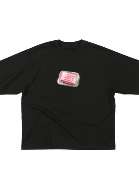 SOD Co. 短廓形T恤 “SOD俱乐部” 黑色复古水洗Boxy Fit圆领短袖