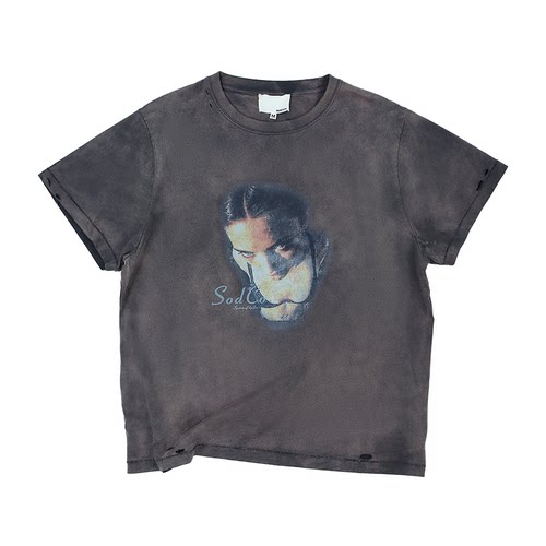 SODCo.做旧水洗T恤灰紫色