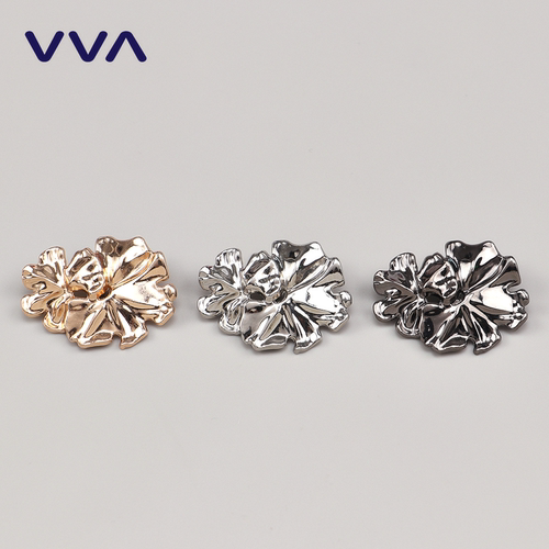 VVA复古欧美女花型金属纽扣