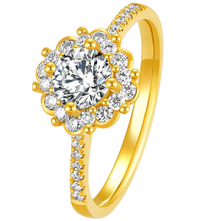 TSING轻珠宝【一见钟情】黄金戒指999足金50分钻戒女结婚戒可定制