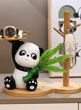 速发熊猫创意家居摆饰入户纳门放收进鞋柜视关客厅电玄柜装饰礼品
