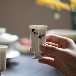 速发纯手杯春燕高足茶杯闻香绘家式主人杯单杯陶瓷品茗杯日用功夫