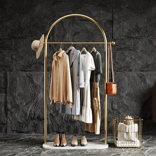 速发家室挂衣架落地卧衣收纳神器房间挂衣服的架子客厅用帽架不占