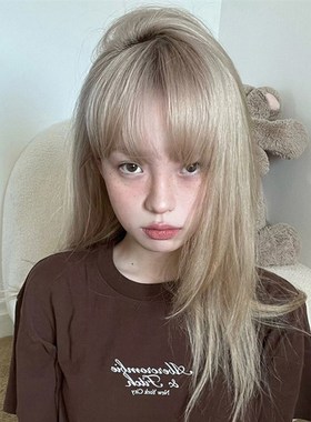 速发水舞米灰色假发长发显白2022流行k色团主播j发层次长直发