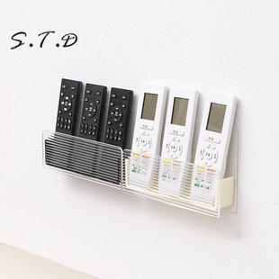 亚克力壁挂式 遥控器收纳盒上墙免打孔空调电视晾衣杆遥控器收纳盒