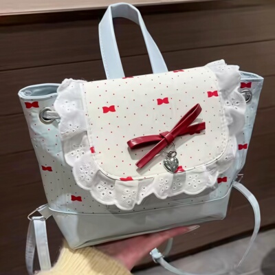 春游蝴蝶结蕾丝双肩包