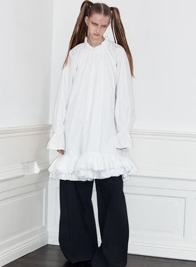 Aeaea 黑色白色哥特褶皱连衣裙