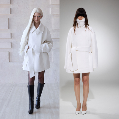 Aeaea可拆卸毛领系带双面呢大衣