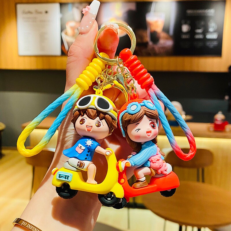 创意电动车钥匙扣女可爱情侣钥匙链扣挂件学生书包挂件卡通小礼物