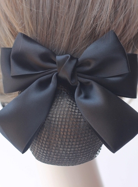 头花女网兜职业发网护士盘头发蝴蝶结服务员酒店黑色头饰发饰发套