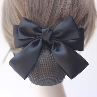 头花女网兜职业发网护士盘头发蝴蝶结服务员酒店黑色头饰发饰发套