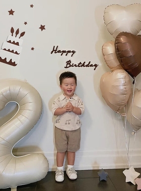 生日装饰场景布置女宝周岁奶油数字气球儿童2岁宝宝拍照背景简单