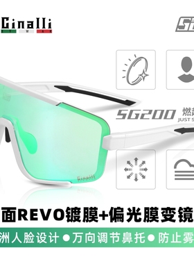 Cinalli 24款SG200全天侯彩膜偏光变色骑行眼镜 跑步防雾风镜近视