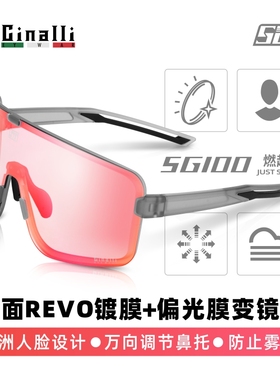 Cinalli 24款SG100偏光变色彩膜骑行眼镜 马拉松防雾运动风镜近视
