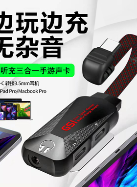 浦记GS1 typec扁头转换器转接头ipadpro平板快充电语音三合一3.5m