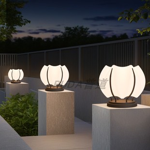 太阳能门柱灯庭院柱头灯别墅大门两侧柱子灯接电两用超亮围墙灯