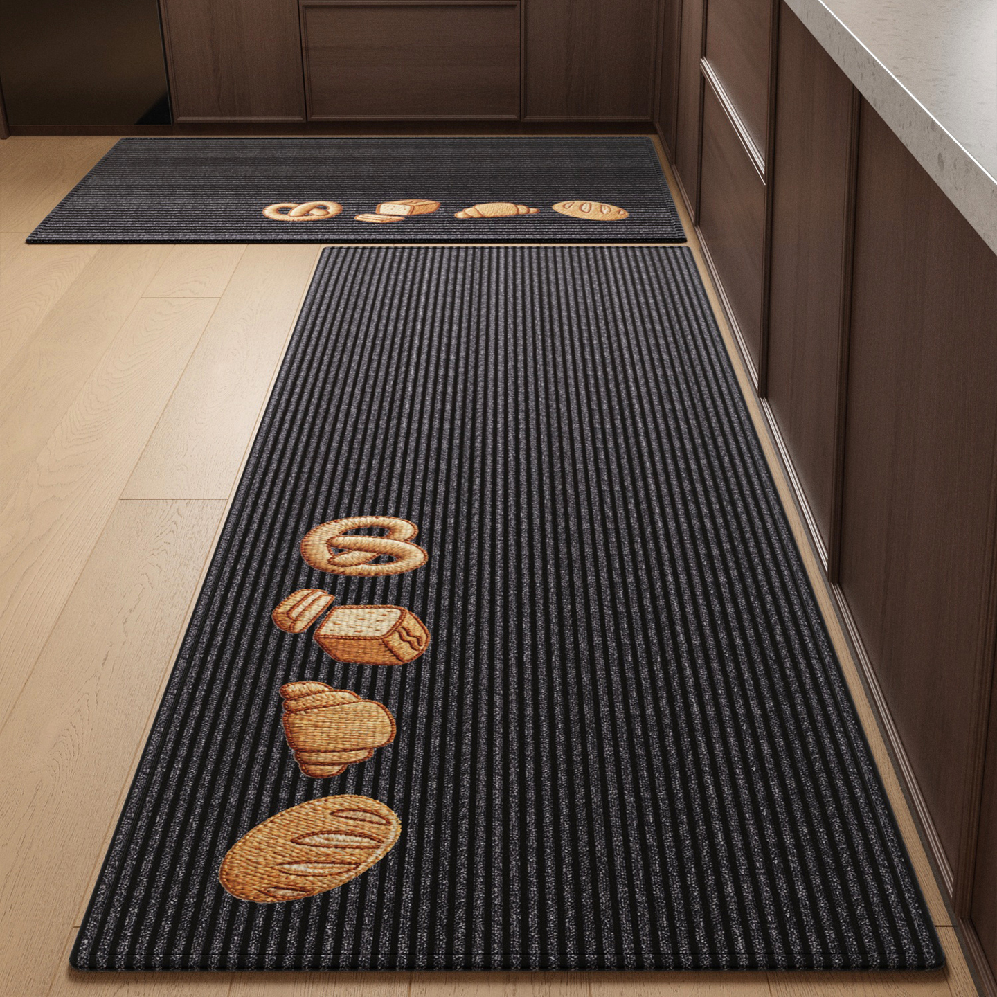 厨房专用地垫仿编织亚麻家用免洗