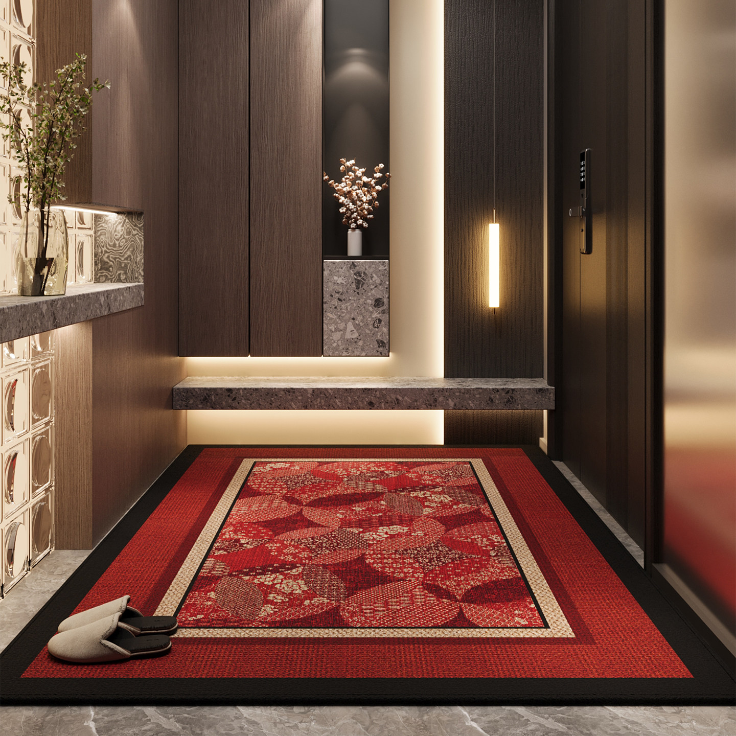 2026新款入户门地垫玄关大门口进门脚垫红色喜庆防滑除尘耐脏地毯