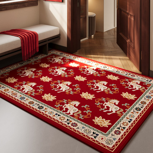 2026新款入户门地垫防滑除尘耐磨脚垫红色喜庆马年玄关大门口地毯