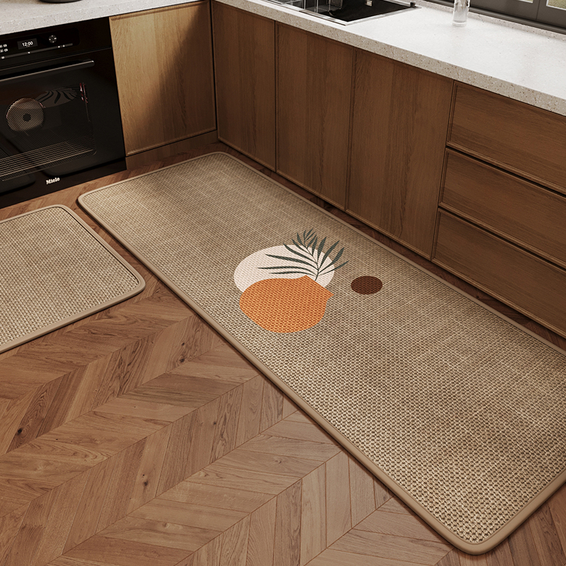 厨房地垫吸水编织亚麻脚垫轻奢高级感耐脏免洗软垫厕所门口防摔垫