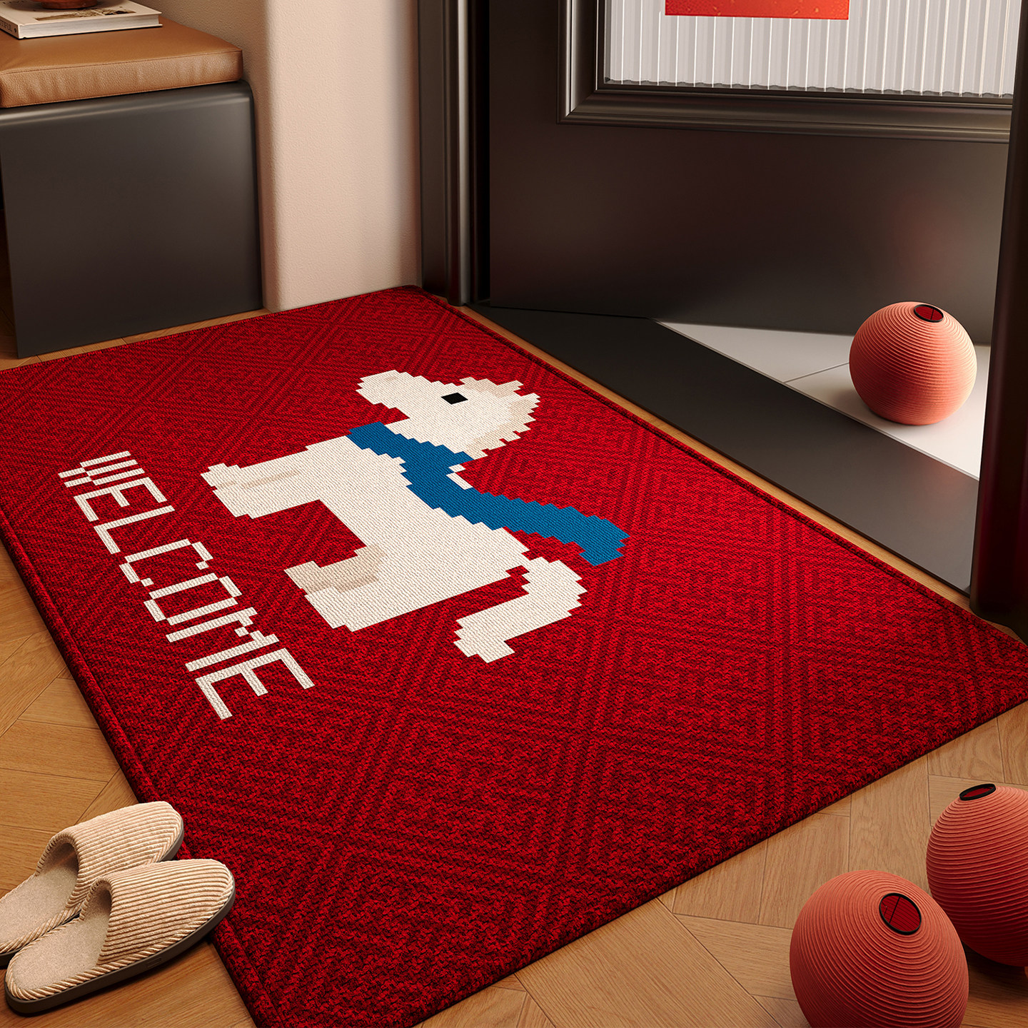进门脚垫入户门地垫红色小马新年喜庆2026新款防滑室内地毯可定制,居家布艺,入户地垫,淘宝优惠券,粉丝福利购,淘宝优惠卷