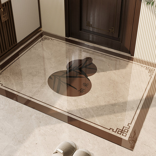 入户地垫软玻璃透明国风中式新款免洗可擦门垫可裁剪定制地毯