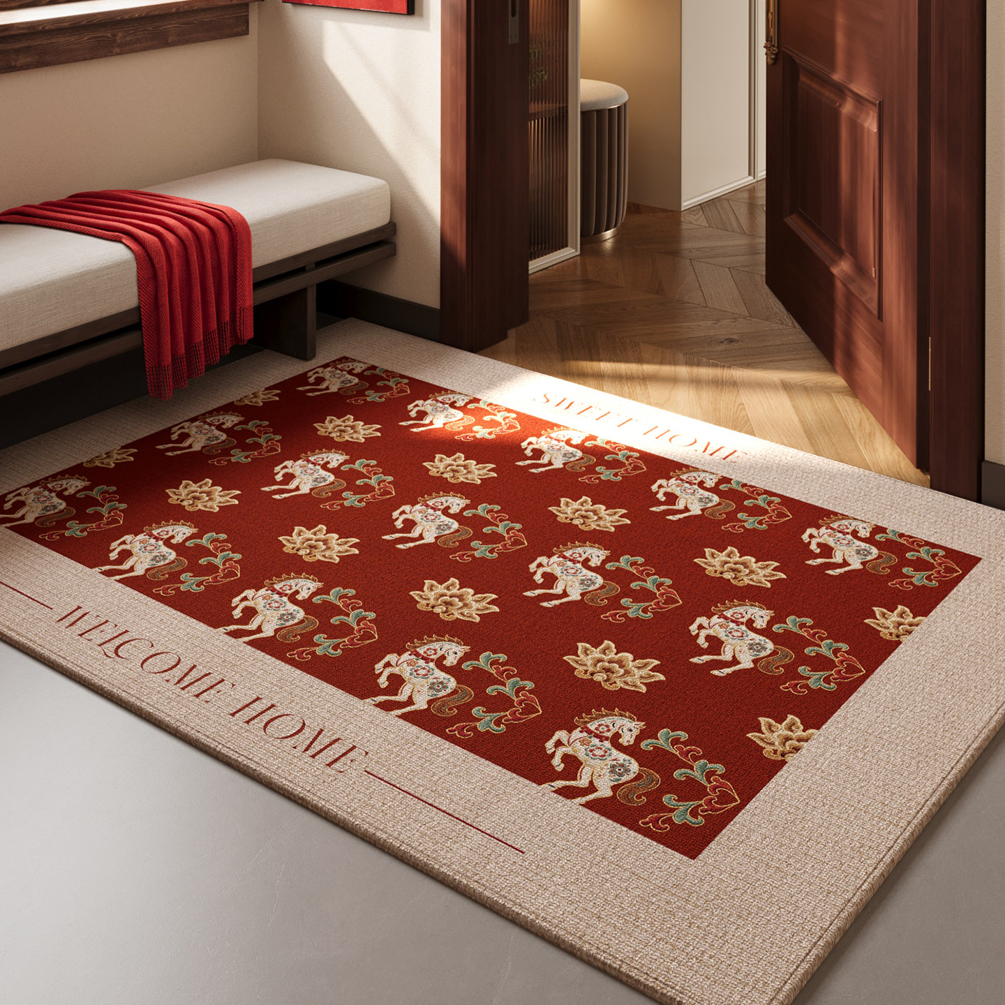 地垫入户门垫红色喜庆玄关大门口进门脚垫子2025新款防滑除尘地毯